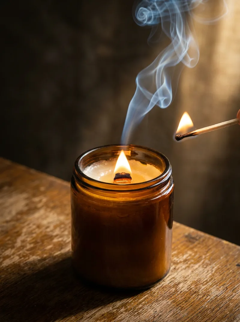 Generated ad visual — hand-poured candle being lit