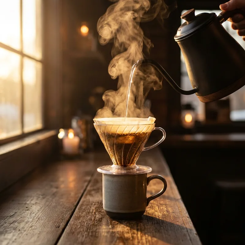 Generated ad visual — pour-over coffee at sunrise