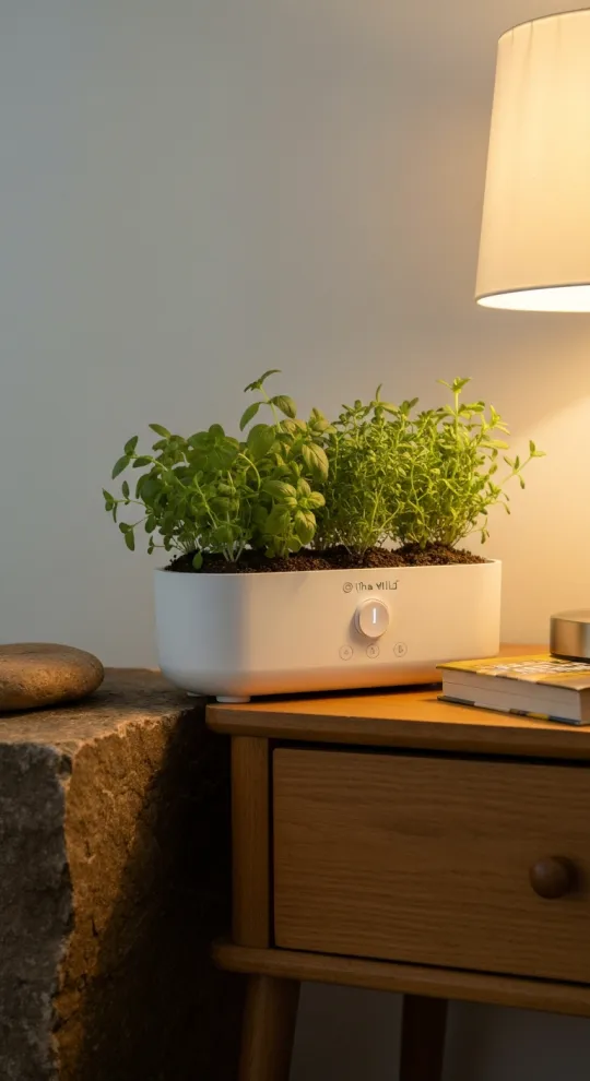 Generated ad visual — potted herb garden on a counter