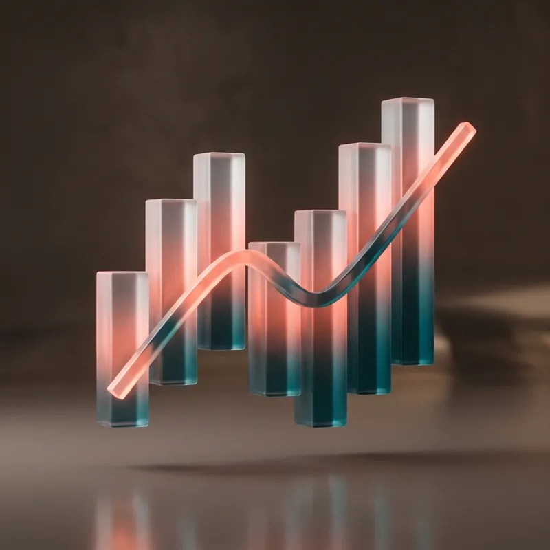 Generated ad visual — glass growth-chart sculpture