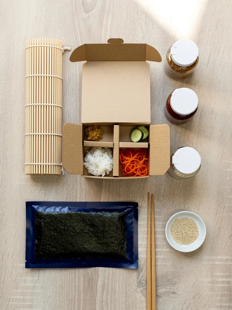 Generated ad visual — sushi kit unboxing flat-lay